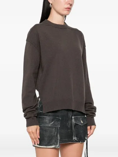 Rick Owens Round-neck Wool Sweater In Brown