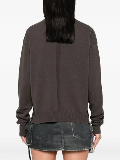 Rick Owens Round-neck Wool Sweater In Brown