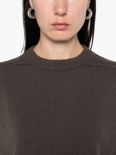 Rick Owens Round-neck Wool Sweater In Brown