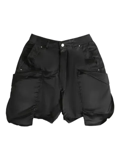 Rick Owens Cargo Pocket Satin Shorts In Black