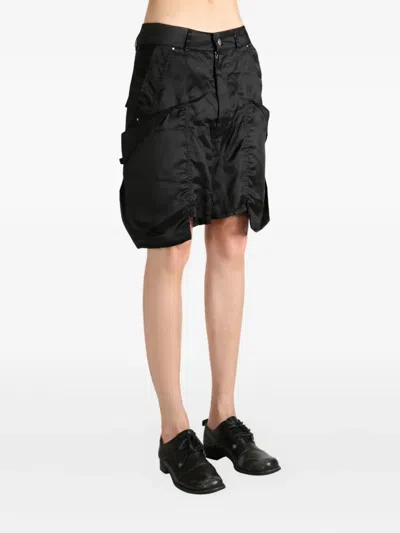 Rick Owens Cargo Pocket Satin Shorts In Black