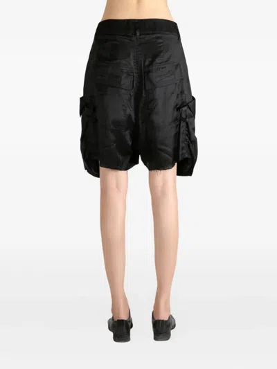 Rick Owens Cargo Pocket Satin Shorts In Black
