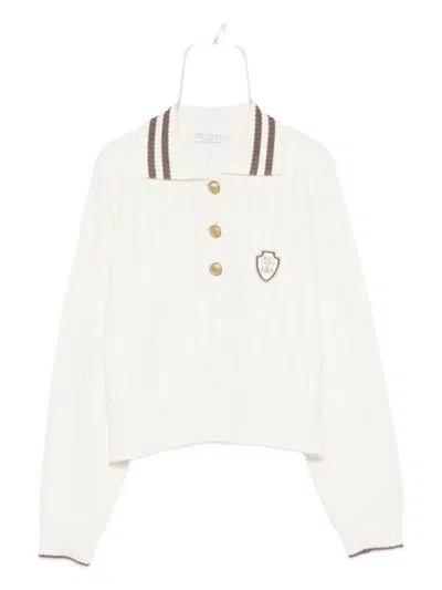 Brunello Cucinelli Sport Club Pullover With White Cashmere In White