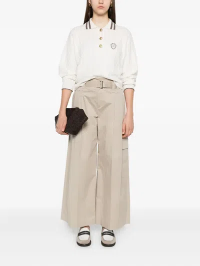 Brunello Cucinelli Sport Club Pullover With White Cashmere In White