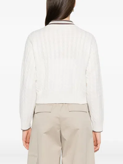 Brunello Cucinelli Sport Club Pullover With White Cashmere In White
