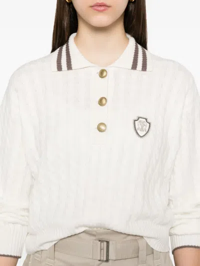 Brunello Cucinelli Sport Club Pullover With White Cashmere In White