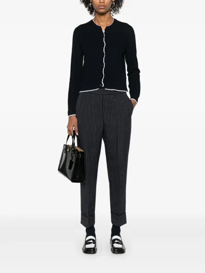 Thom Browne Pinstripe Trousers In Blue