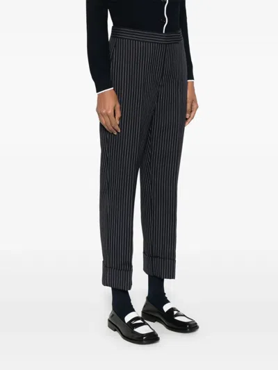 Thom Browne Pinstripe Trousers In Blue