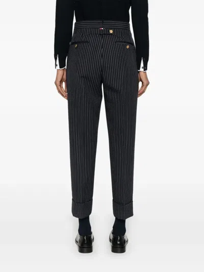 Thom Browne Pinstripe Trousers In Blue