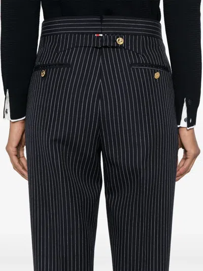 Thom Browne Pinstripe Trousers In Blue