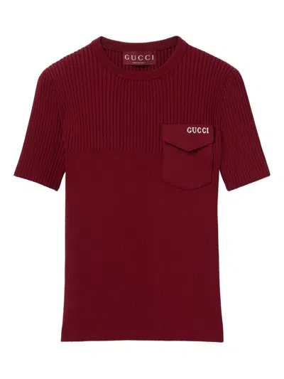Gucci Women Ribbed T-shirt In Red