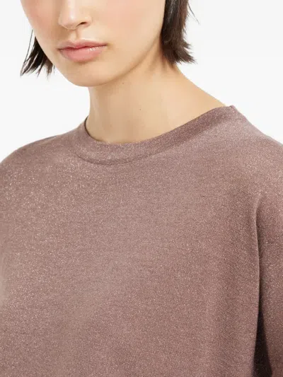 Brunello Cucinelli Metallic-knit T-shirt In Neutral