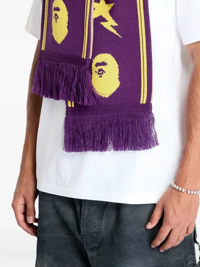 A Bathing Ape Star-logo Jacquard Scarf In Purple