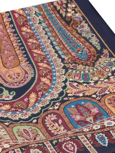 Etro Paisley Pattern Silk Scarf With Fringed Edges In Multi