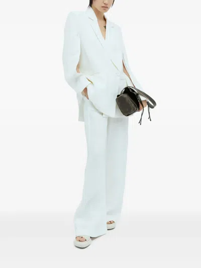 St Agni Linen Split Sleeve Blazer In White