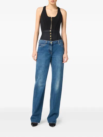 Elisabetta Franchi Corset-waistband Jeans In Blue