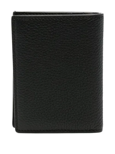Tom Ford Black Card Holder With Embossed Logo Lettering On The Front In Grained Leather Man