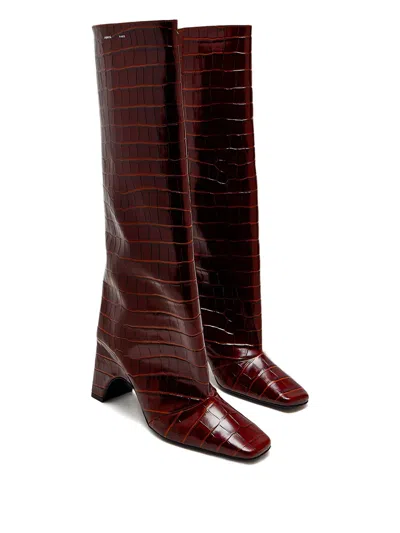 Coperni Crocodile-effect Square-toe Knee-high Boots