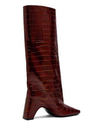 Coperni Crocodile-effect Square-toe Knee-high Boots