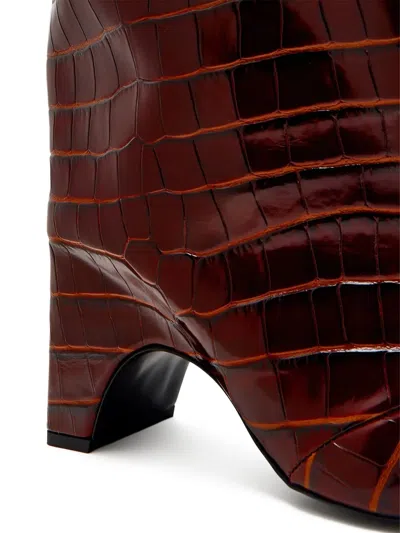 Coperni Crocodile-effect Square-toe Knee-high Boots