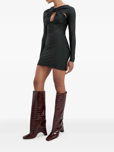 Coperni Crocodile-effect Square-toe Knee-high Boots