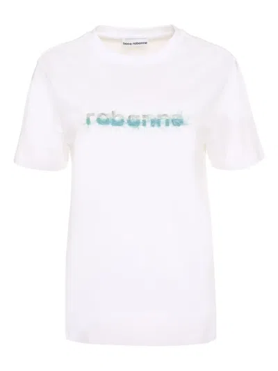 Rabanne Logo-detail Crew-neck T-shirt In White