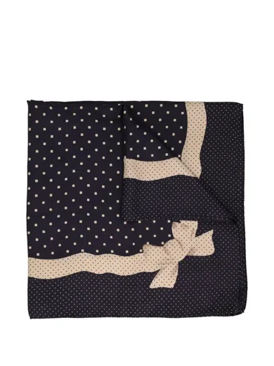 Pre-owned Vintage Ribbon-print Polka Dot Scarf