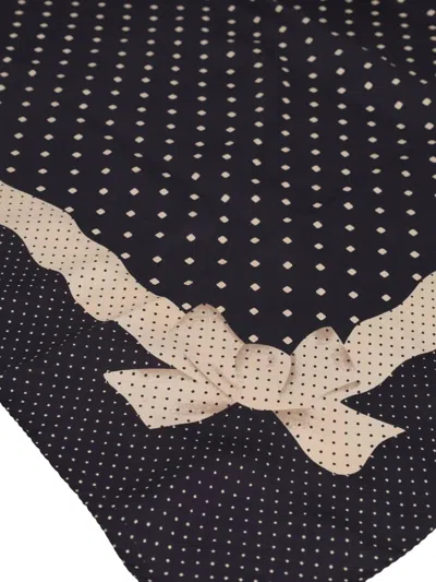Pre-owned Vintage Ribbon-print Polka Dot Scarf