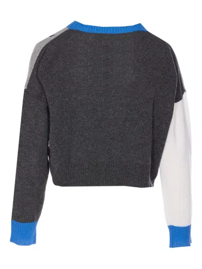 Marni Cropped Color-block Sweater With Round Neckline In Gray