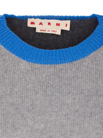 Marni Cropped Color-block Sweater With Round Neckline In Gray