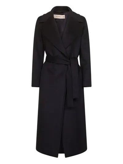 Blanca Vita Onyx Wool Blend Calistea Wrap Coat In Black