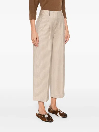 Peserico Pinstripe Pleated Cropped Trousers In Pink