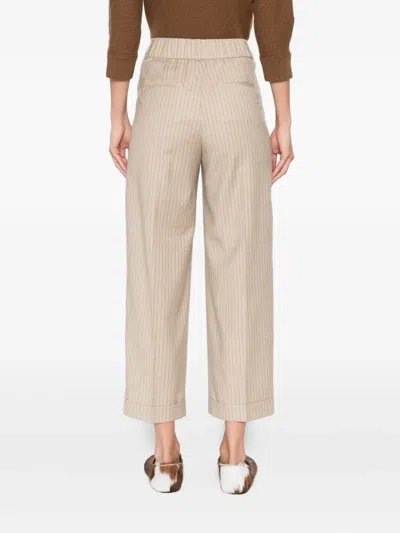 Peserico Pinstripe Pleated Cropped Trousers In Pink