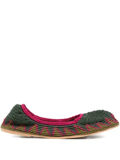 Slo_hand_made Crochet-knit Ballet Flats