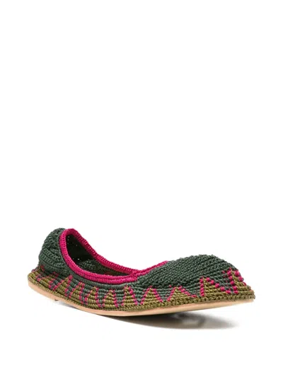 Slo_hand_made Crochet-knit Ballet Flats