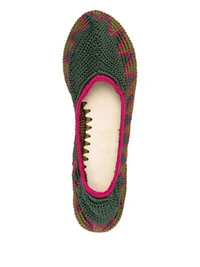 Slo_hand_made Crochet-knit Ballet Flats