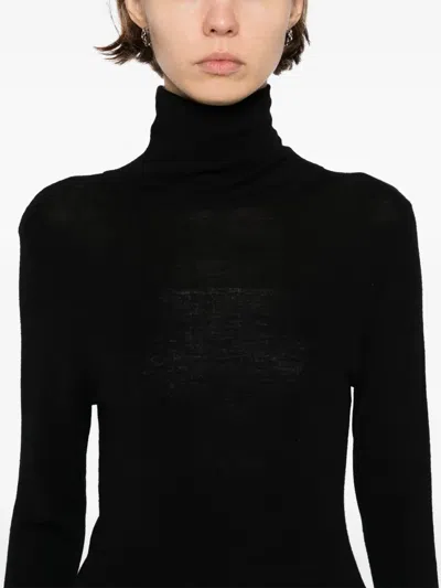 Aexae Sheer Turtleneck Top In Black