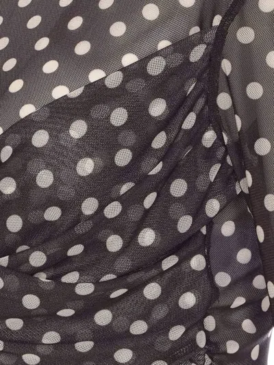 Mar De Margaritas Corinna Polka-dot Mesh Long-sleeve T-shirt In Black