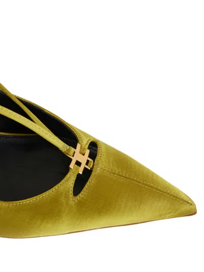Elisabetta Franchi Satin Slingback Pumps In Green