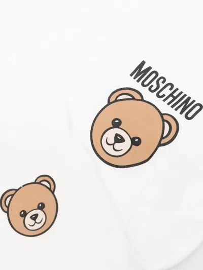Moschino Teddy-print Beanie Hat Set In White