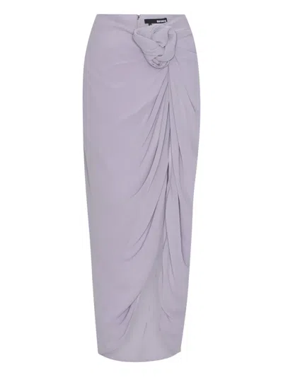 Rotate Birger Christensen Knot-embellished Crepe Skirt In Gray
