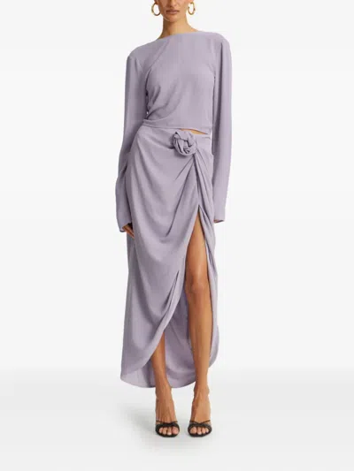 Rotate Birger Christensen Knot-embellished Crepe Skirt In Gray