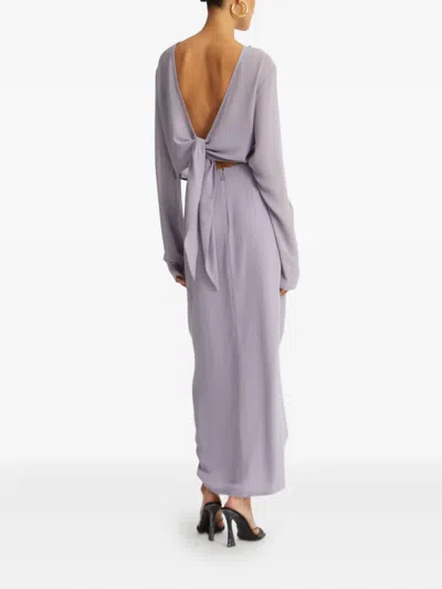 Rotate Birger Christensen Knot-embellished Crepe Skirt In Gray