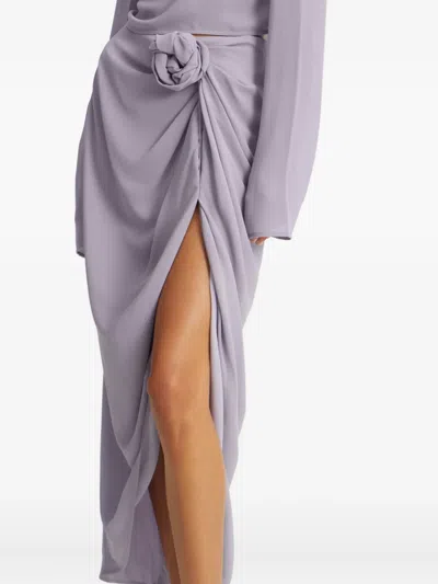 Rotate Birger Christensen Knot-embellished Crepe Skirt In Gray