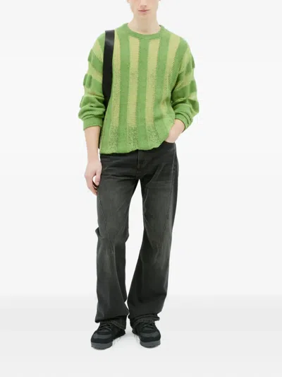 Brain Dead Threadbare Striped Knit Sweater In Animal Print