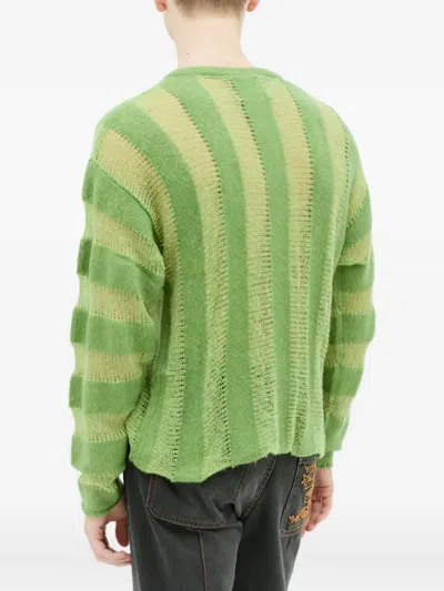 Brain Dead Threadbare Striped Knit Sweater In Animal Print