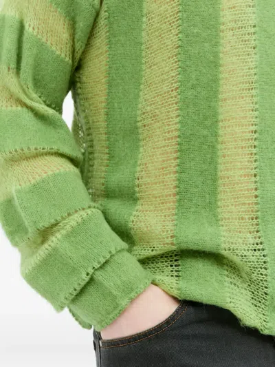 Brain Dead Threadbare Striped Knit Sweater In Animal Print