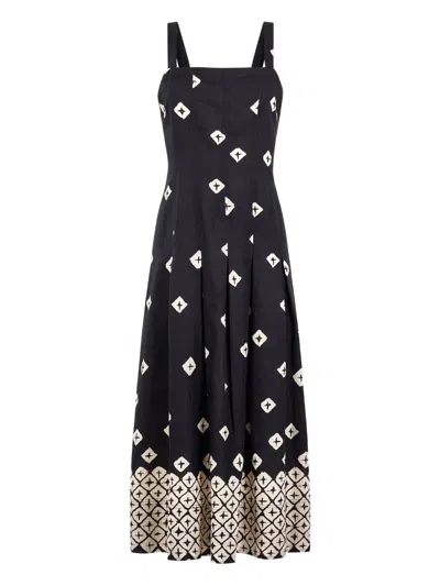 Marie Oliver Dixon Pleated Print Midi Dress In Blue
