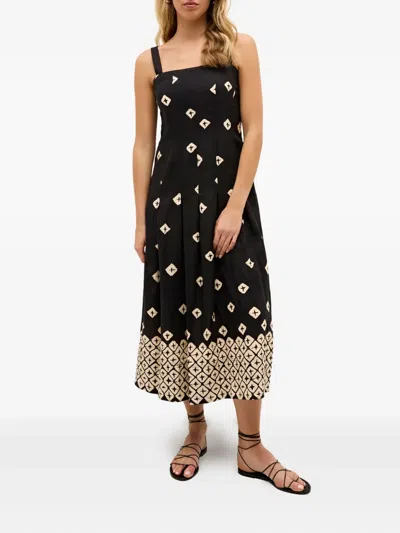 Marie Oliver Dixon Pleated Print Midi Dress In Blue