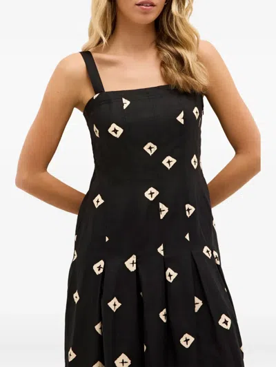Marie Oliver Dixon Pleated Print Midi Dress In Blue